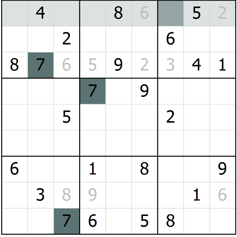 Position des candidats pour la solution de la Gr 13 page 15 du magazine de sudoku SUDOKU SUCCESS n° 022