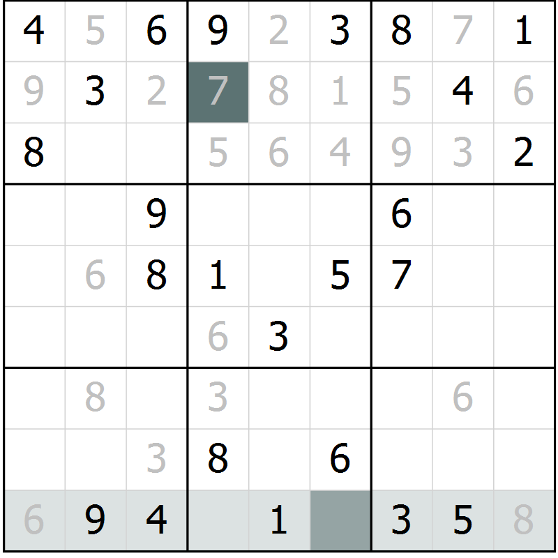 Position des candidats pour la solution de la Gr 15 page 17 du magazine de sudoku SUDOKU SUCCESS n° 022