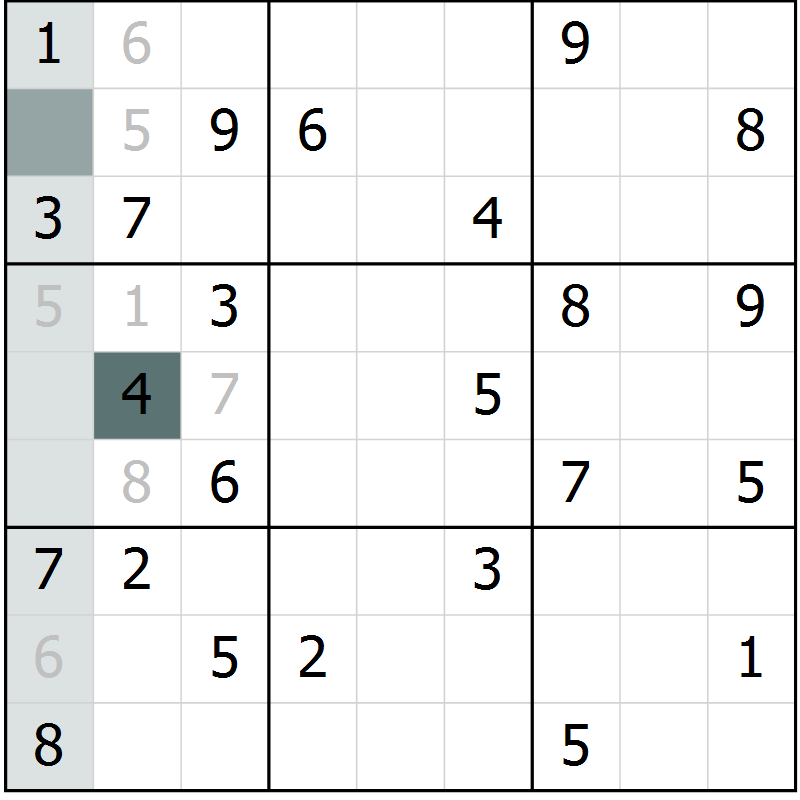 Position des candidats pour la solution de la Gr 17 page 19 du magazine de sudoku SUDOKU SUCCESS n° 022