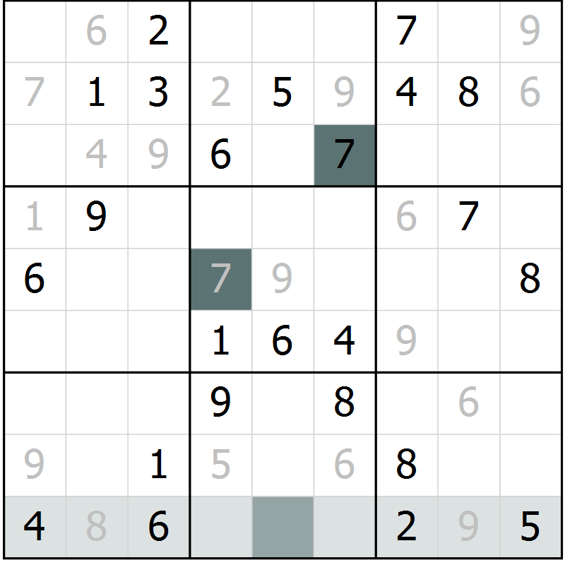 Position des candidats pour la solution de la Gr 18 page 20 du magazine de sudoku SUDOKU SUCCESS n° 022