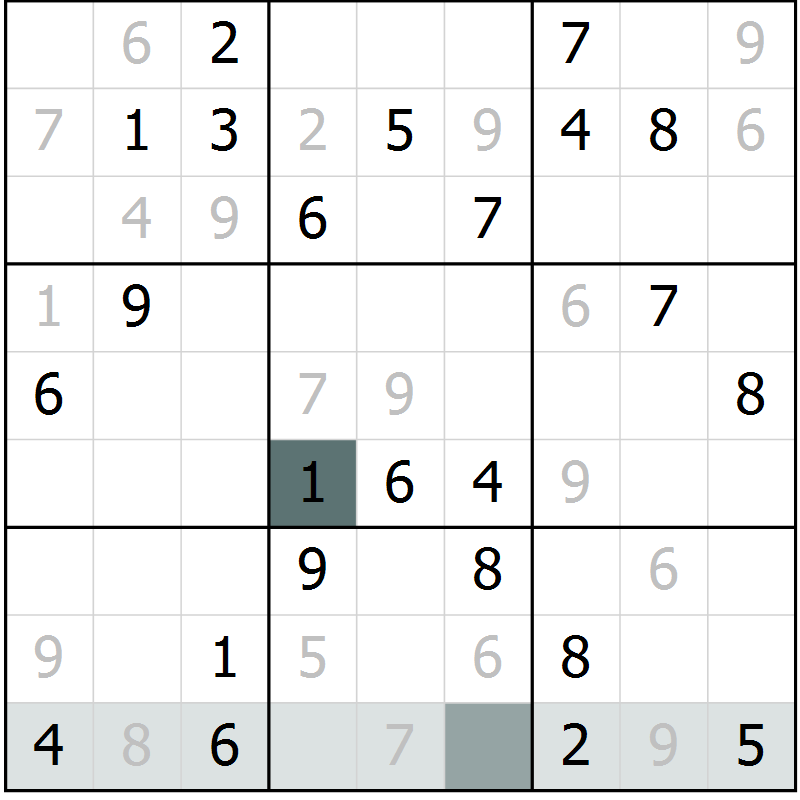 Position des candidats pour la solution de la Gr 18 page 20 du magazine de sudoku SUDOKU SUCCESS n° 022