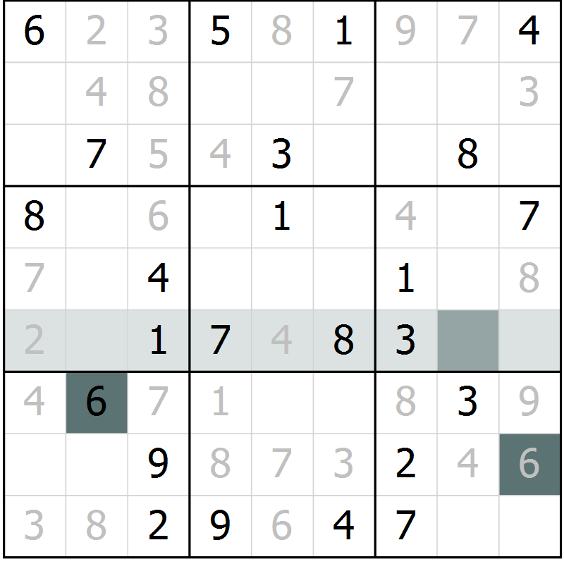 Position des candidats pour la solution de la Gr 2 page 4 du magazine de sudoku SUDOKU SUCCESS n° 022