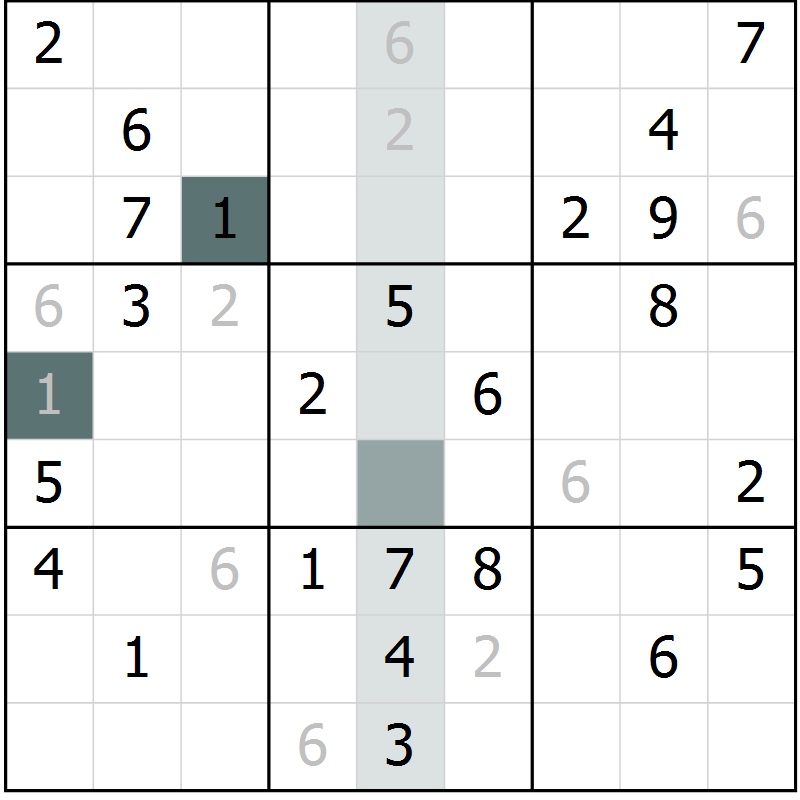 Position des candidats pour la solution de la Gr 20 page 22 du magazine de sudoku SUDOKU SUCCESS n° 022