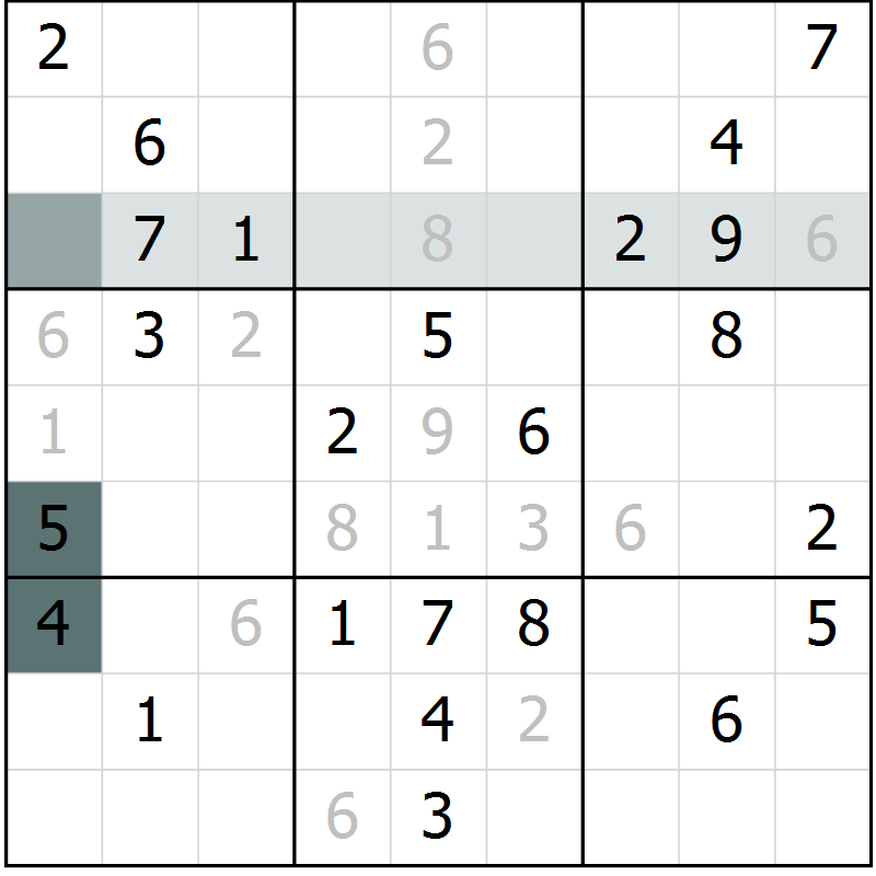 Position des candidats pour la solution de la Gr 20 page 22 du magazine de sudoku SUDOKU SUCCESS n° 022