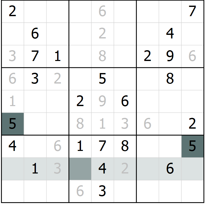Position des candidats pour la solution de la Gr 20 page 22 du magazine de sudoku SUDOKU SUCCESS n° 022
