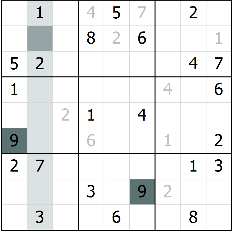 Position des candidats pour la solution de la Gr 22 page 24 du magazine de sudoku SUDOKU SUCCESS n° 022