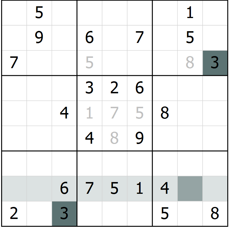 Position des candidats pour la solution de la Gr 23 page 25 du magazine de sudoku SUDOKU SUCCESS n° 022
