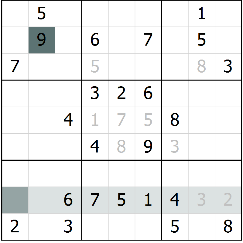 Position des candidats pour la solution de la Gr 23 page 25 du magazine de sudoku SUDOKU SUCCESS n° 022