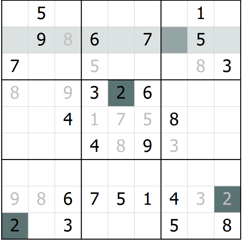 Position des candidats pour la solution de la Gr 23 page 25 du magazine de sudoku SUDOKU SUCCESS n° 022