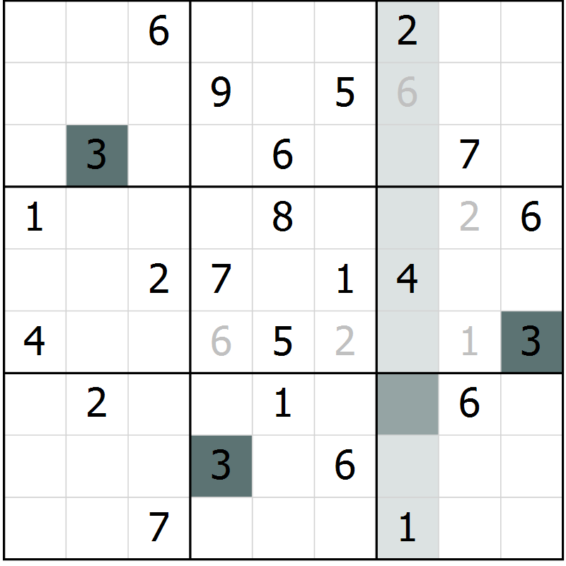Position des candidats pour la solution de la Gr 24 page 26 du magazine de sudoku SUDOKU SUCCESS n° 022