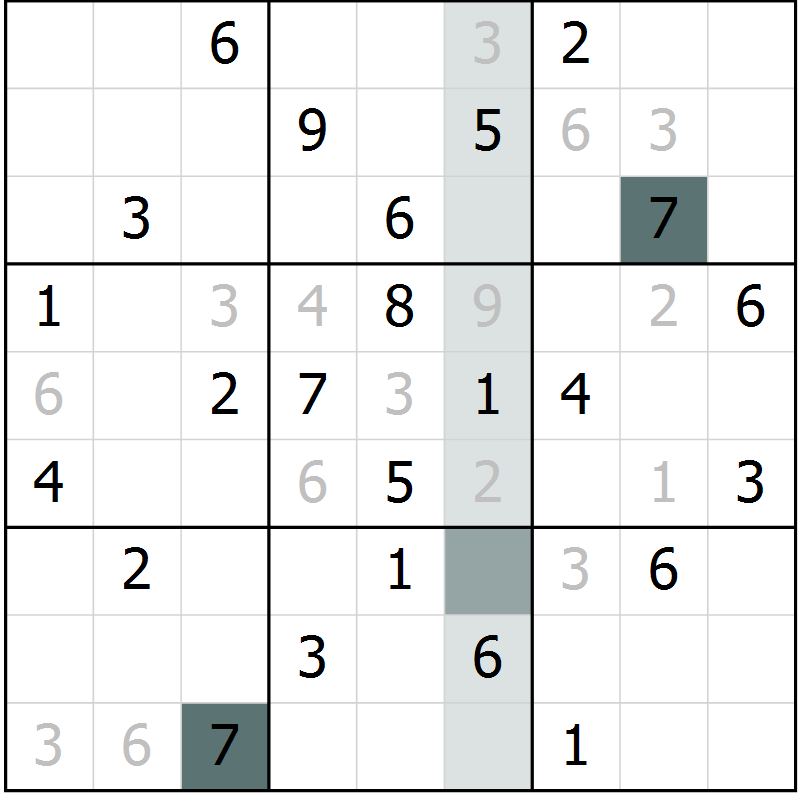 Position des candidats pour la solution de la Gr 24 page 26 du magazine de sudoku SUDOKU SUCCESS n° 022