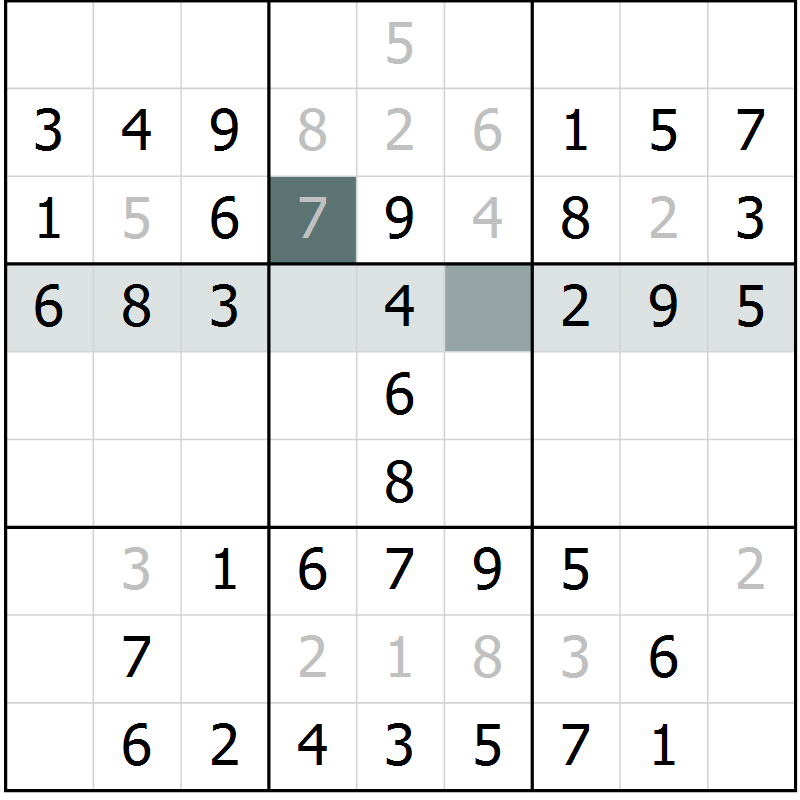 Position des candidats pour la solution de la Gr 25 page 27 du magazine de sudoku SUDOKU SUCCESS n° 022