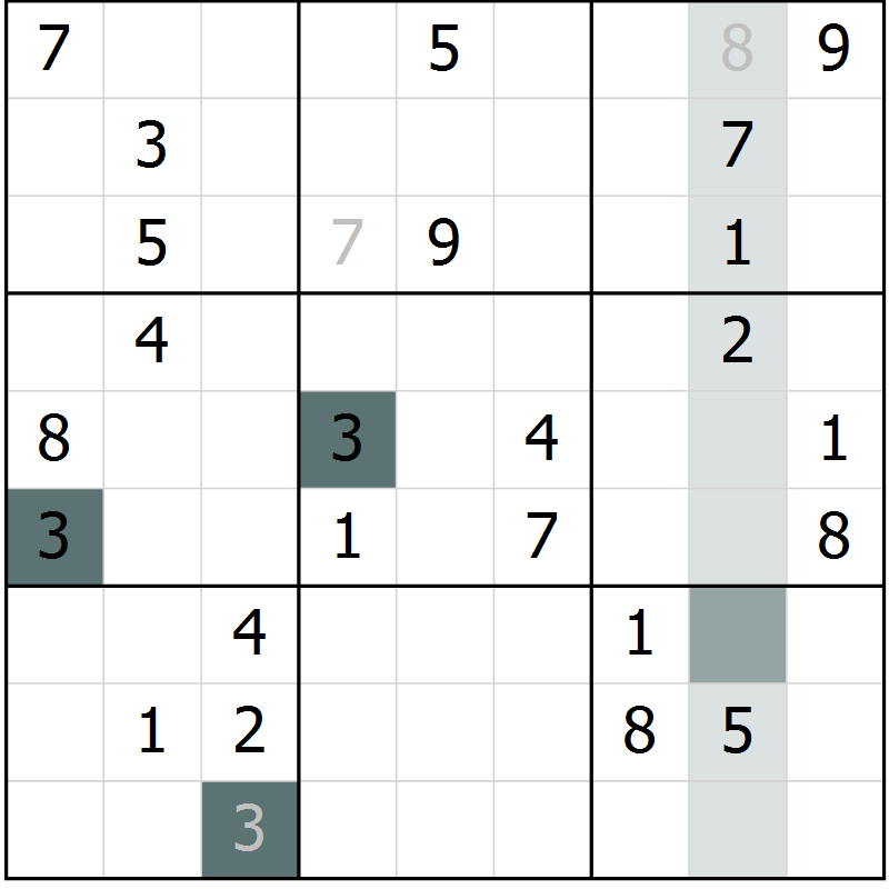 Position des candidats pour la solution de la Gr 27 page 29 du magazine de sudoku SUDOKU SUCCESS n° 022