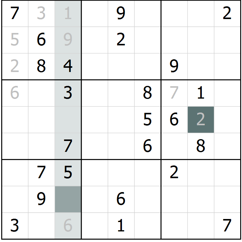 Position des candidats pour la solution de la Gr 28 page 30 du magazine de sudoku SUDOKU SUCCESS n° 022