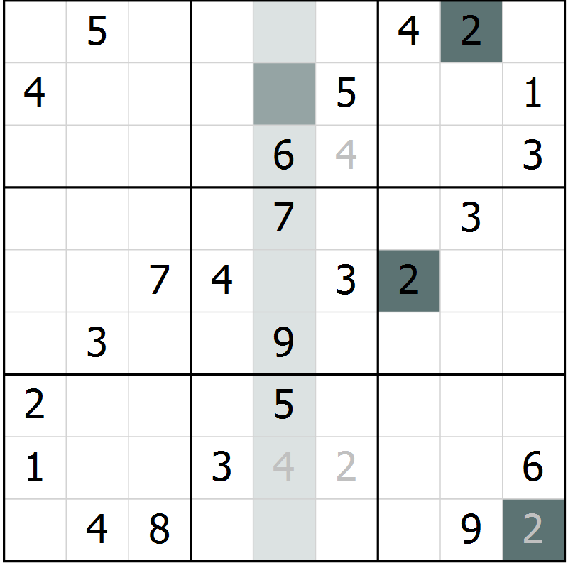 Position des candidats pour la solution de la Gr 29 page 31 du magazine de sudoku SUDOKU SUCCESS n° 022