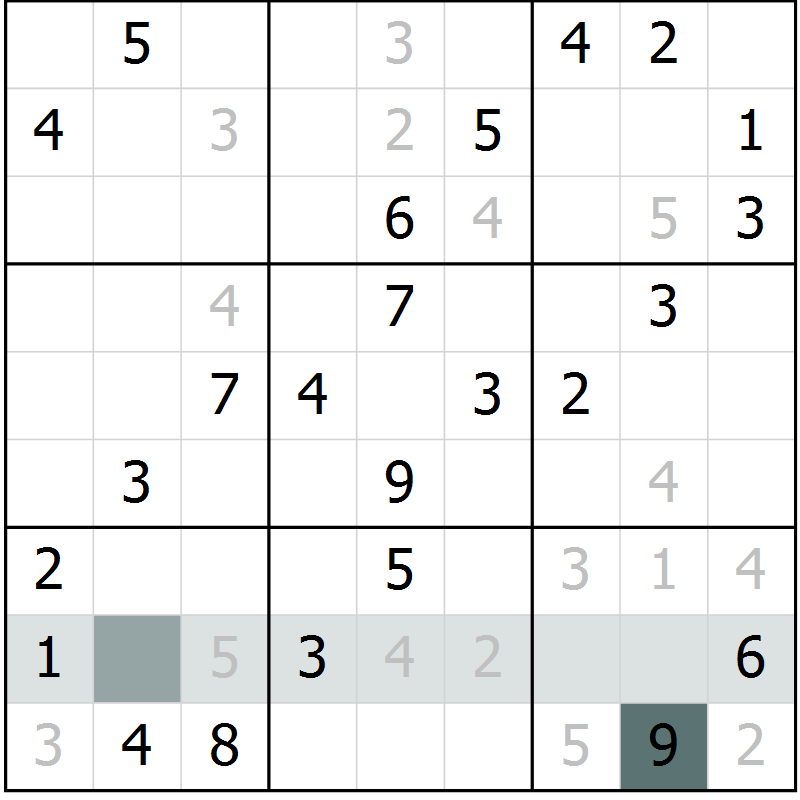 Position des candidats pour la solution de la Gr 29 page 31 du magazine de sudoku SUDOKU SUCCESS n° 022