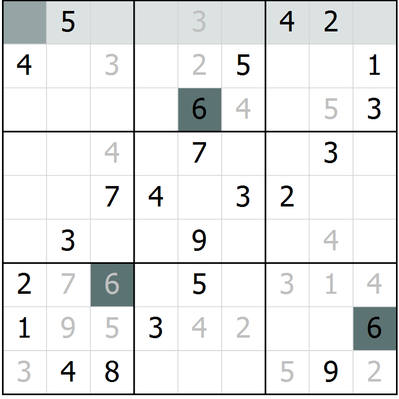 Position des candidats pour la solution de la Gr 29 page 31 du magazine de sudoku SUDOKU SUCCESS n° 022