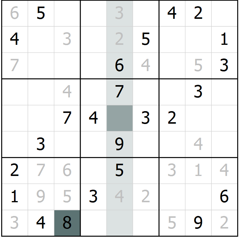 Position des candidats pour la solution de la Gr 29 page 31 du magazine de sudoku SUDOKU SUCCESS n° 022