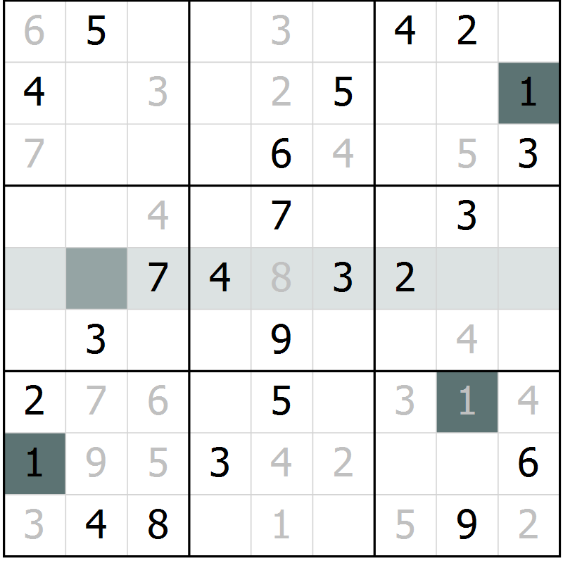 Position des candidats pour la solution de la Gr 29 page 31 du magazine de sudoku SUDOKU SUCCESS n° 022