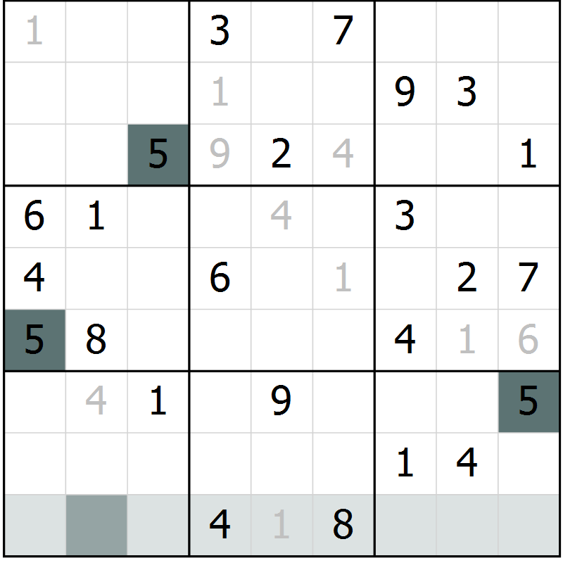 Position des candidats pour la solution de la Gr 30 page 32 du magazine de sudoku SUDOKU SUCCESS n° 022