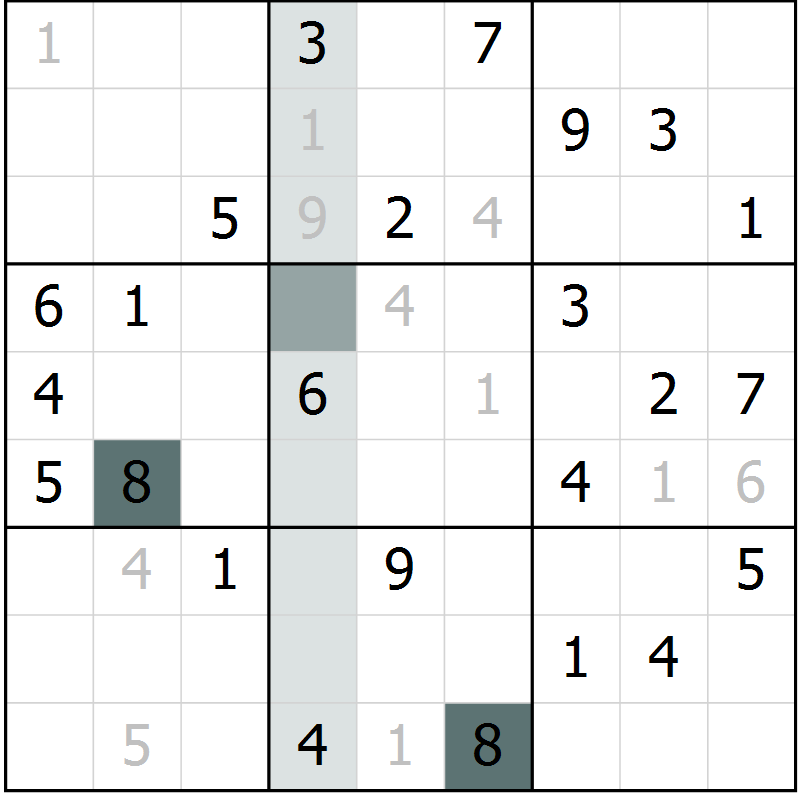 Position des candidats pour la solution de la Gr 30 page 32 du magazine de sudoku SUDOKU SUCCESS n° 022