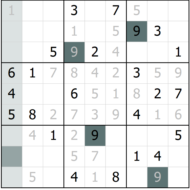 Position des candidats pour la solution de la Gr 30 page 32 du magazine de sudoku SUDOKU SUCCESS n° 022