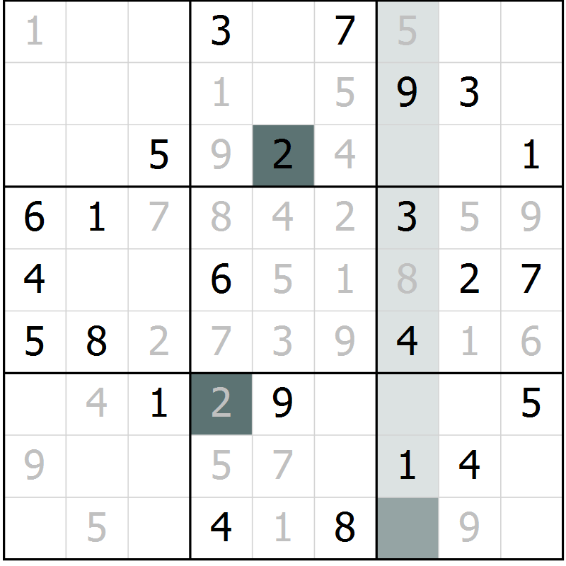 Position des candidats pour la solution de la Gr 30 page 32 du magazine de sudoku SUDOKU SUCCESS n° 022