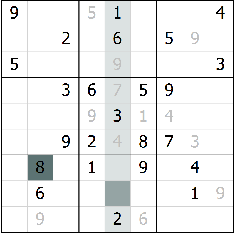 Position des candidats pour la solution de la Gr 32 page 34 du magazine de sudoku SUDOKU SUCCESS n° 022