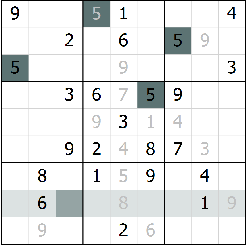 Position des candidats pour la solution de la Gr 32 page 34 du magazine de sudoku SUDOKU SUCCESS n° 022