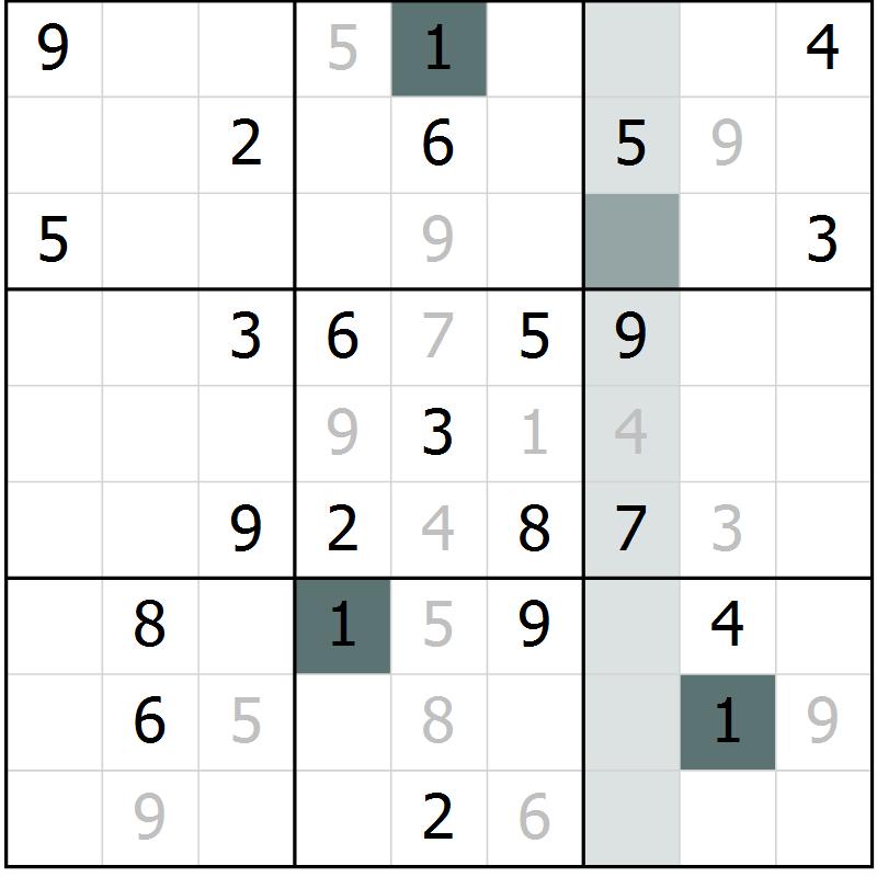 Position des candidats pour la solution de la Gr 32 page 34 du magazine de sudoku SUDOKU SUCCESS n° 022