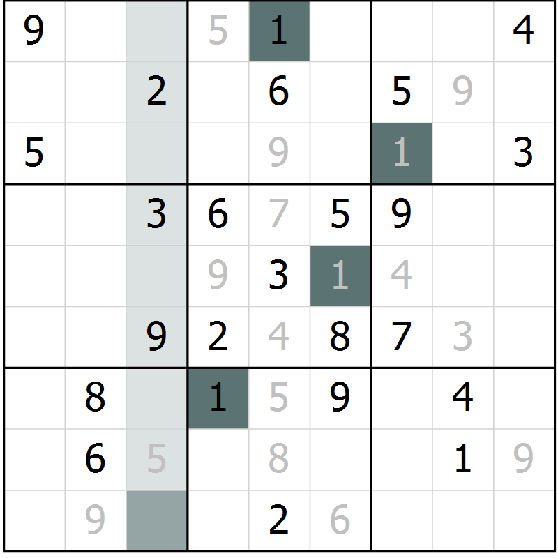 Position des candidats pour la solution de la Gr 32 page 34 du magazine de sudoku SUDOKU SUCCESS n° 022