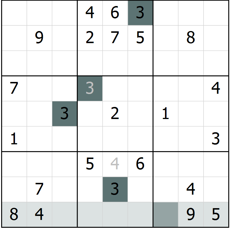 Position des candidats pour la solution de la Gr 33 page 35 du magazine de sudoku SUDOKU SUCCESS n° 022