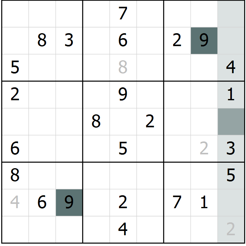 Position des candidats pour la solution de la Gr 34 page 36 du magazine de sudoku SUDOKU SUCCESS n° 022