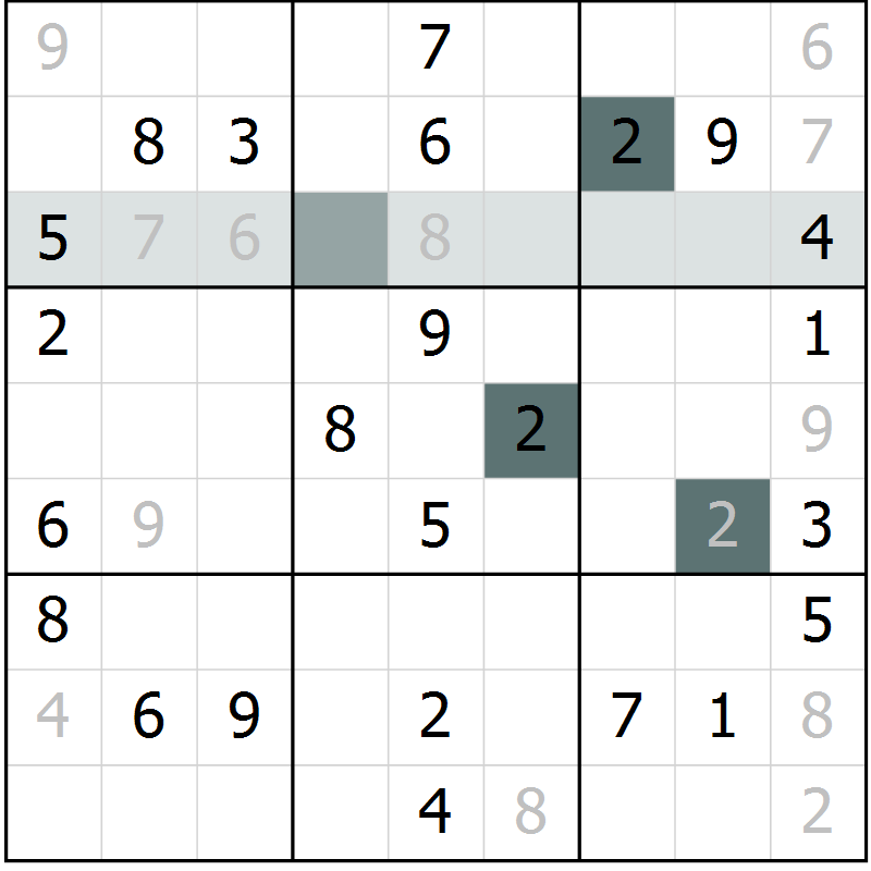 Position des candidats pour la solution de la Gr 34 page 36 du magazine de sudoku SUDOKU SUCCESS n° 022