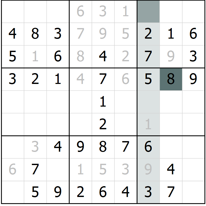 Position des candidats pour la solution de la Gr 35 page 37 du magazine de sudoku SUDOKU SUCCESS n° 022