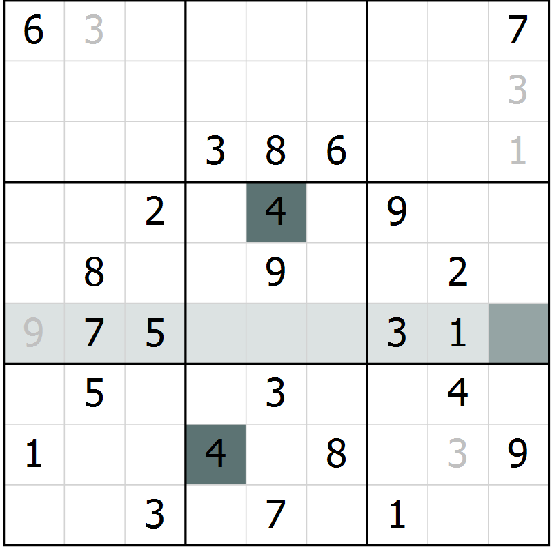 Position des candidats pour la solution de la Gr 36 page 38 du magazine de sudoku SUDOKU SUCCESS n° 022