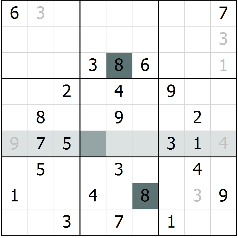 Position des candidats pour la solution de la Gr 36 page 38 du magazine de sudoku SUDOKU SUCCESS n° 022