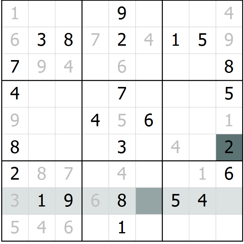 Position des candidats pour la solution de la Gr 37 page 39 du magazine de sudoku SUDOKU SUCCESS n° 022