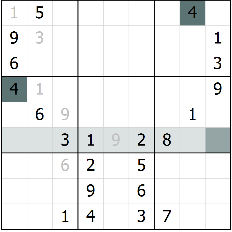 Position des candidats pour la solution de la Gr 38 page 40 du magazine de sudoku SUDOKU SUCCESS n° 022