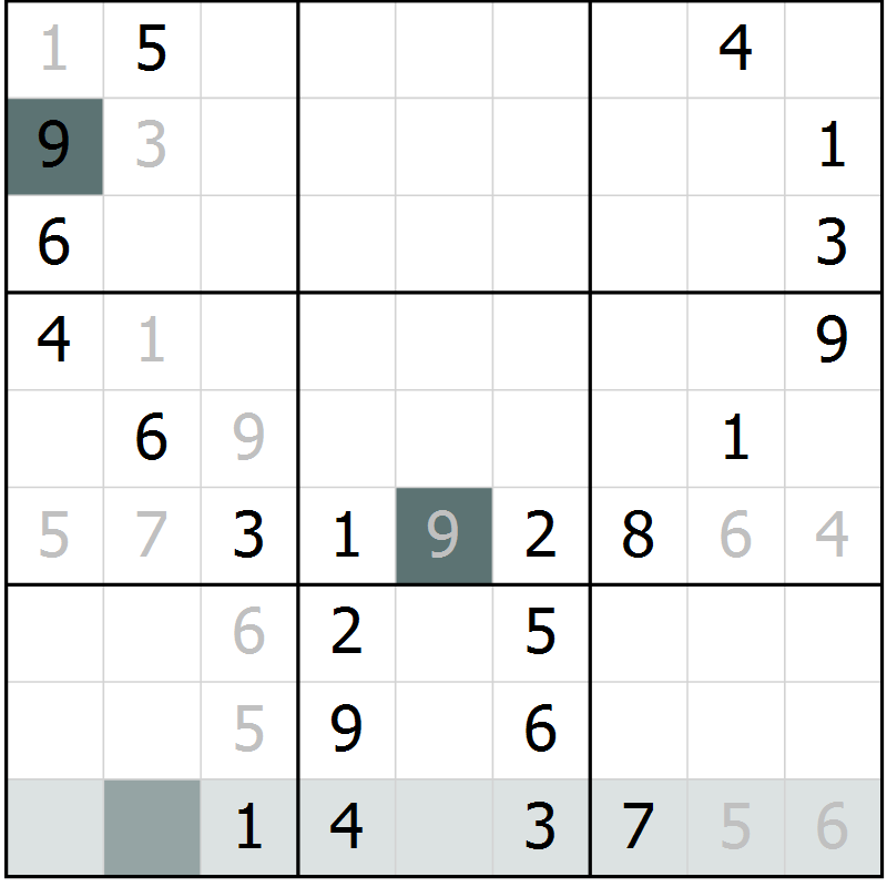 Position des candidats pour la solution de la Gr 38 page 40 du magazine de sudoku SUDOKU SUCCESS n° 022