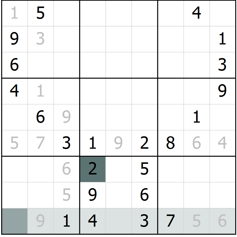 Position des candidats pour la solution de la Gr 38 page 40 du magazine de sudoku SUDOKU SUCCESS n° 022