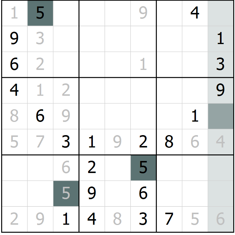 Position des candidats pour la solution de la Gr 38 page 40 du magazine de sudoku SUDOKU SUCCESS n° 022
