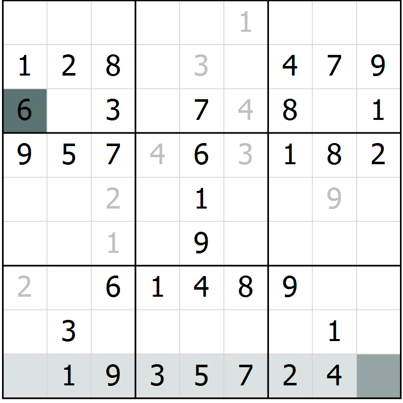 Position des candidats pour la solution de la Gr 39 page 41 du magazine de sudoku SUDOKU SUCCESS n° 022