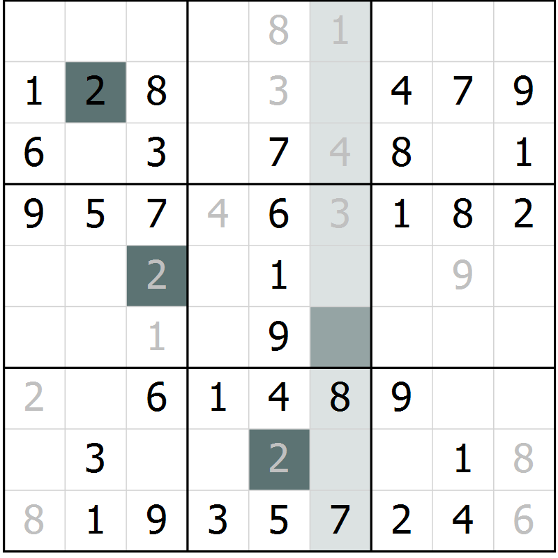 Position des candidats pour la solution de la Gr 39 page 41 du magazine de sudoku SUDOKU SUCCESS n° 022