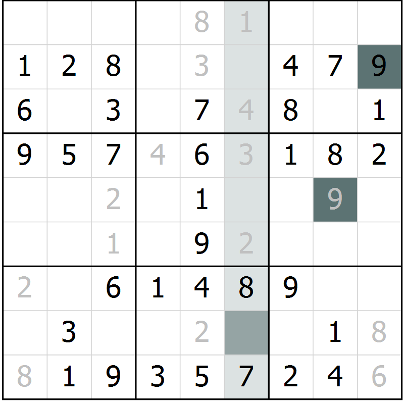 Position des candidats pour la solution de la Gr 39 page 41 du magazine de sudoku SUDOKU SUCCESS n° 022