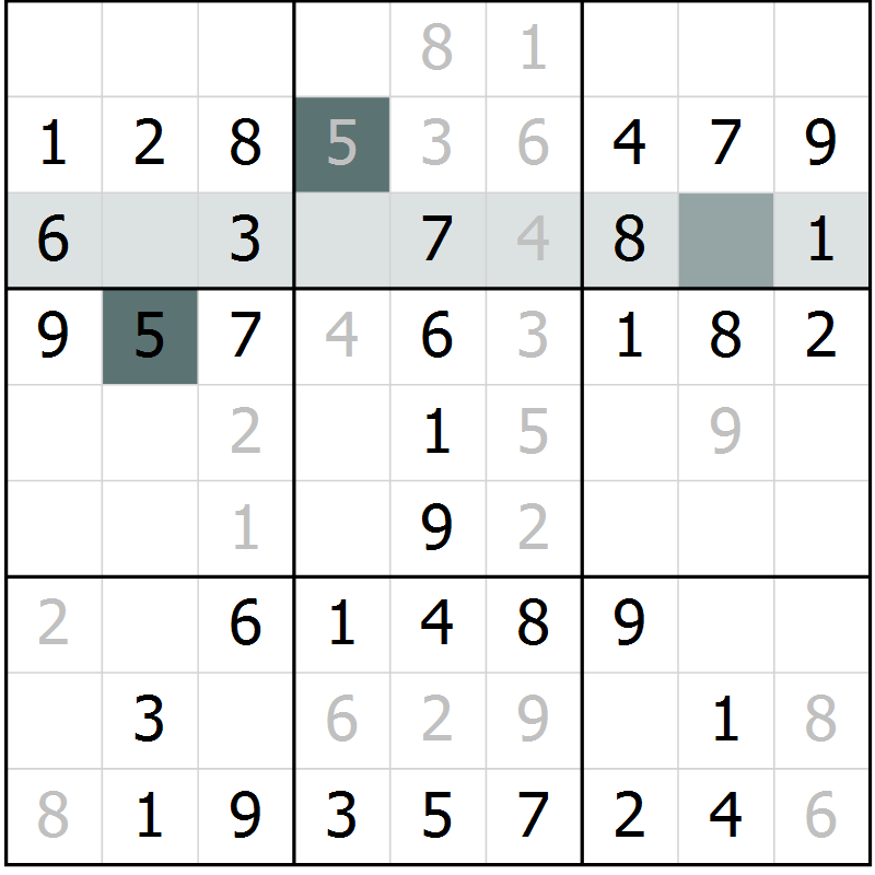 Position des candidats pour la solution de la Gr 39 page 41 du magazine de sudoku SUDOKU SUCCESS n° 022