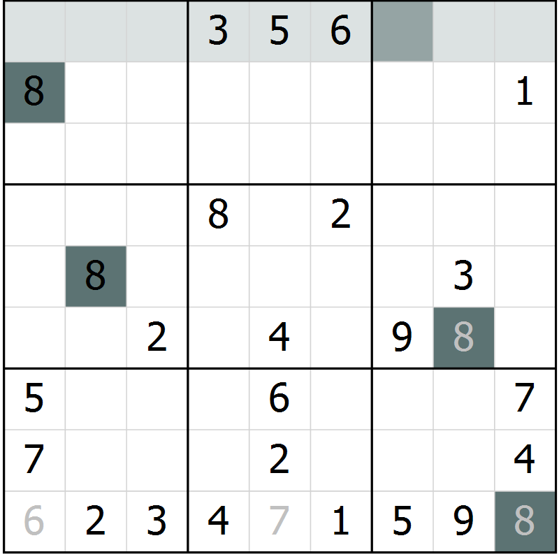 Position des candidats pour la solution de la Gr 4 page 6 du magazine de sudoku SUDOKU SUCCESS n° 022
