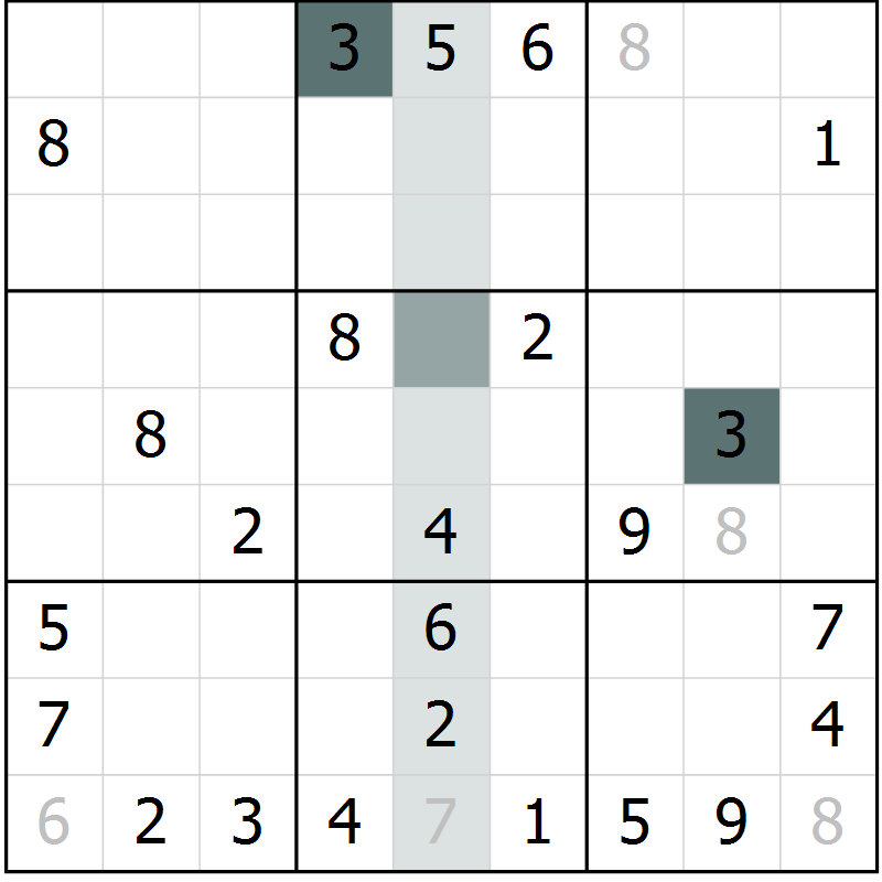 Position des candidats pour la solution de la Gr 4 page 6 du magazine de sudoku SUDOKU SUCCESS n° 022