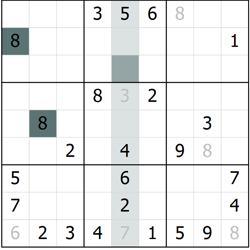 Position des candidats pour la solution de la Gr 4 page 6 du magazine de sudoku SUDOKU SUCCESS n° 022