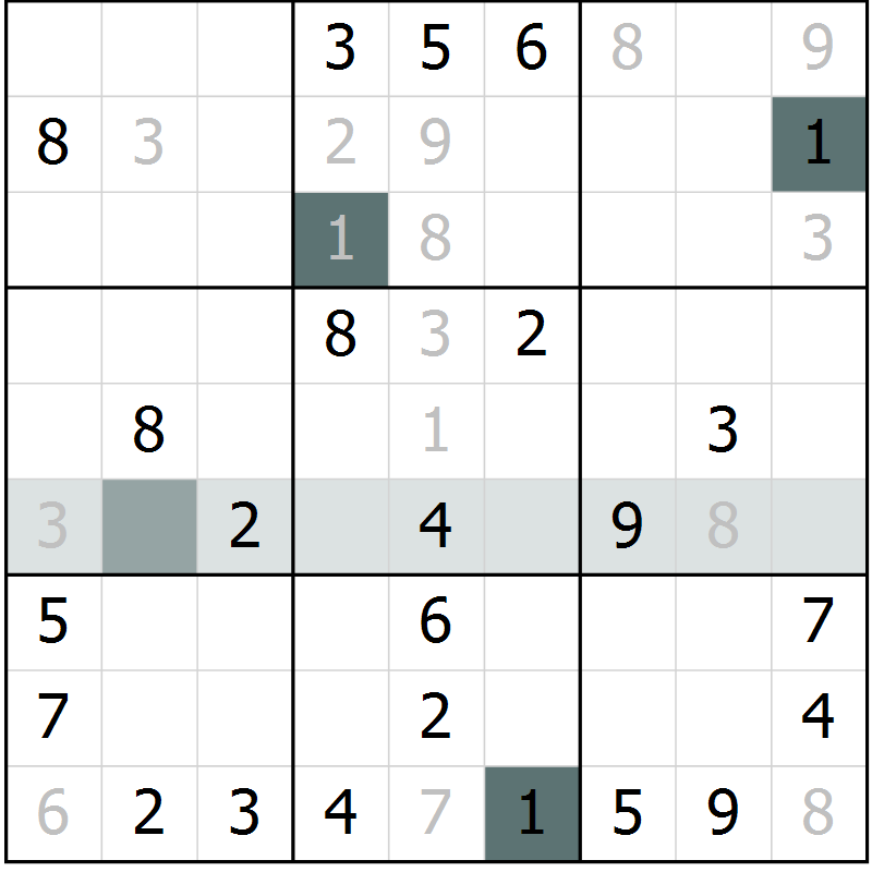 Position des candidats pour la solution de la Gr 4 page 6 du magazine de sudoku SUDOKU SUCCESS n° 022